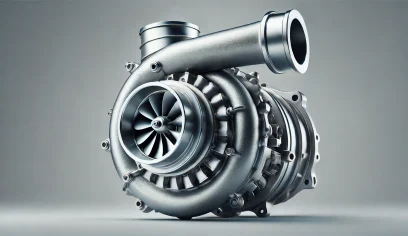 DALL·E 2024-06-13 15.27.27 - A detailed image of a turbocharger, showcasing its components including the turbine, compressor, and housing. The turbocharger should be metallic with